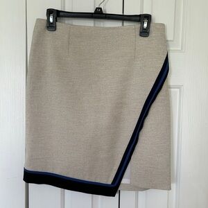 White House Black Market Beige Skirt with Black and Blue Accents